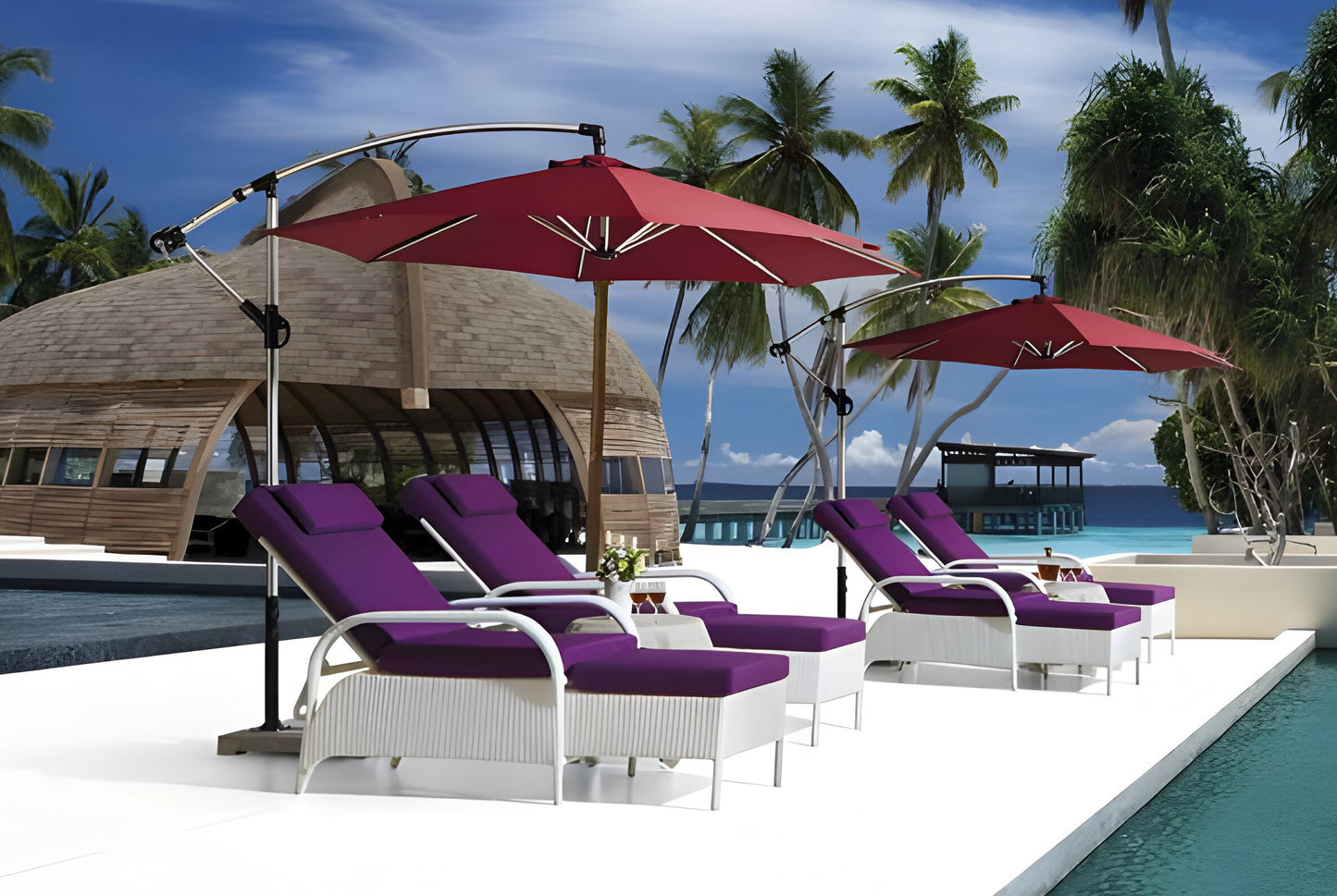 Outdoor Sun Lounger - Extendable Foot Stool. White Black and brown color Clearance sale