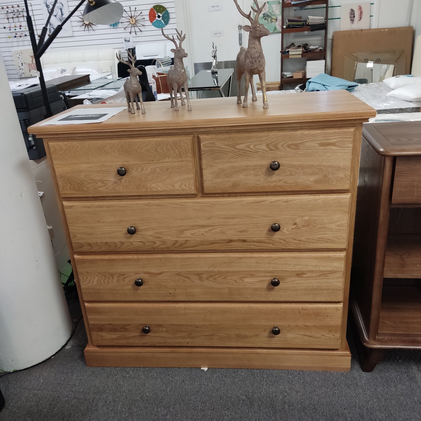Solid Oak Bed Frame, queen and king size natural colour.