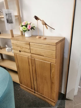 Solid Oak 3 Door 3 drawer shoe case/cabinet available now