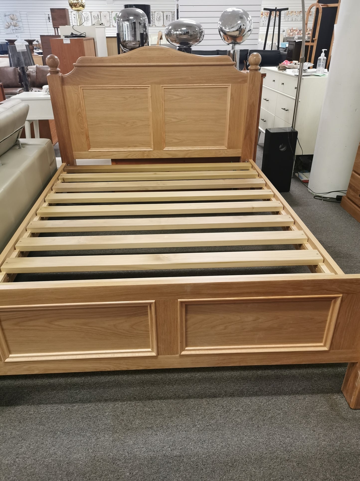 Solid Oak Bed Frame,  queen and king size natural colour.