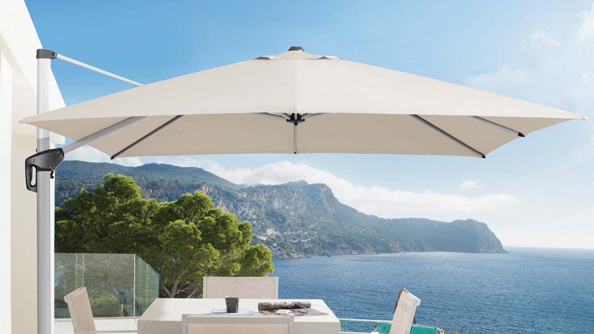 2.5m White color Sun Umbrella with wheeled Base,Special
