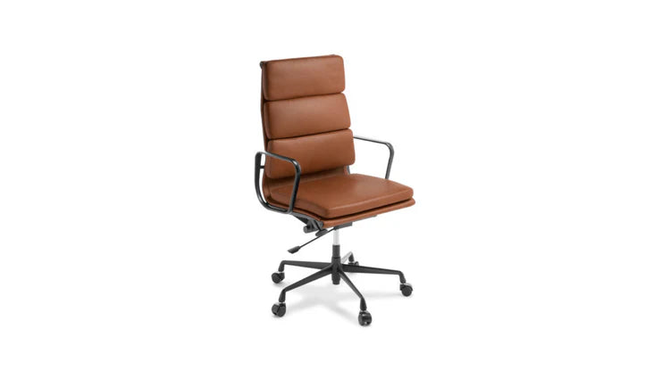 Eames Replica Soft Pad Office Chair - High Back Tan color Black Frame available now