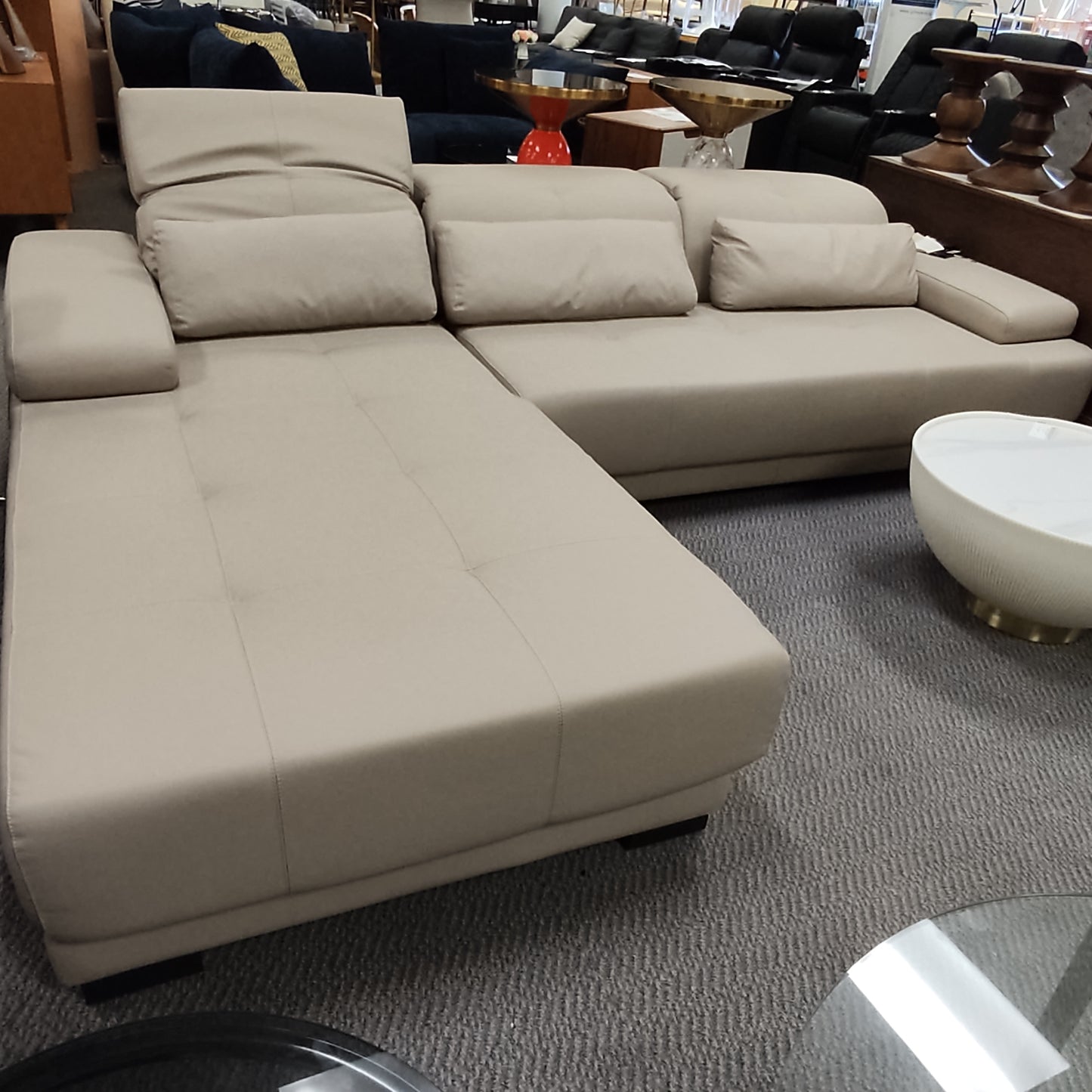 Antonio Italian Leather Lounge Suite - Beige