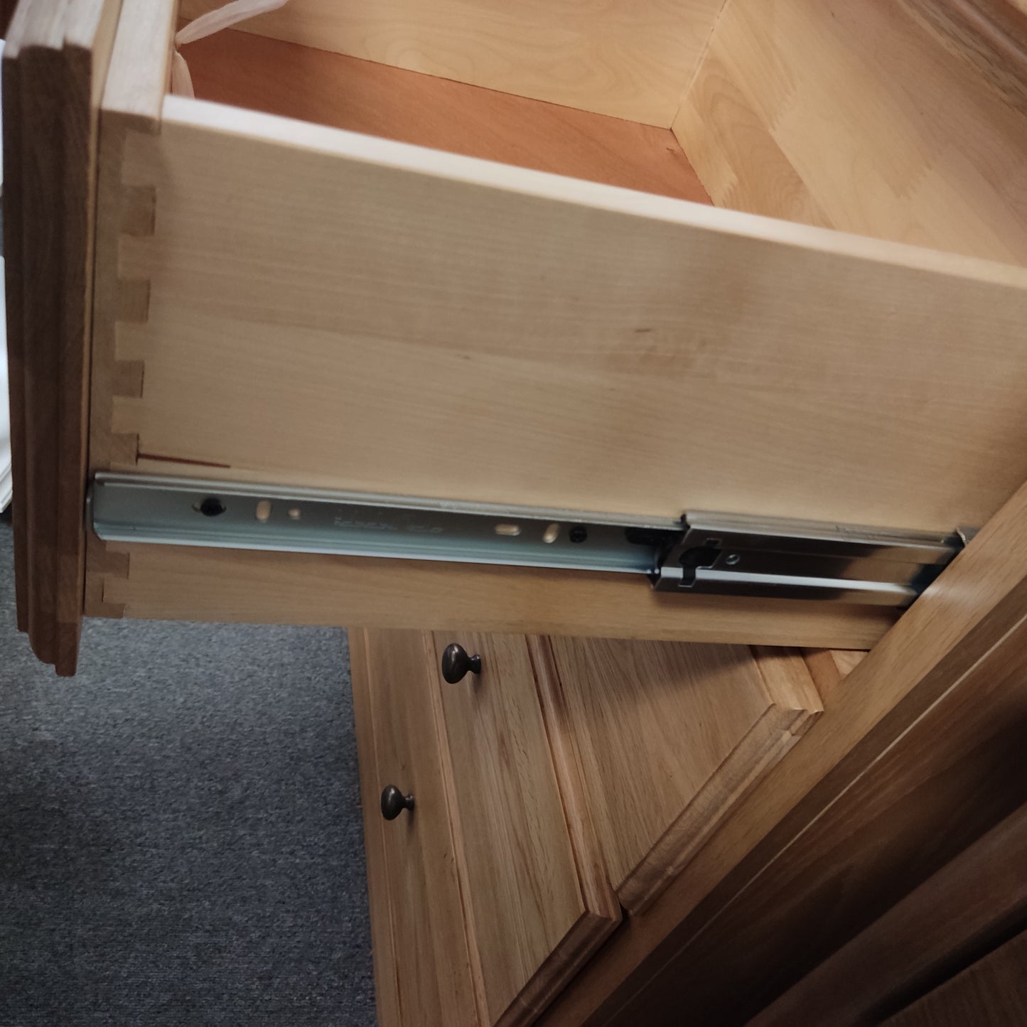 Solid oak 5 drawers Bedroom Tall Boy, Mahogney color available