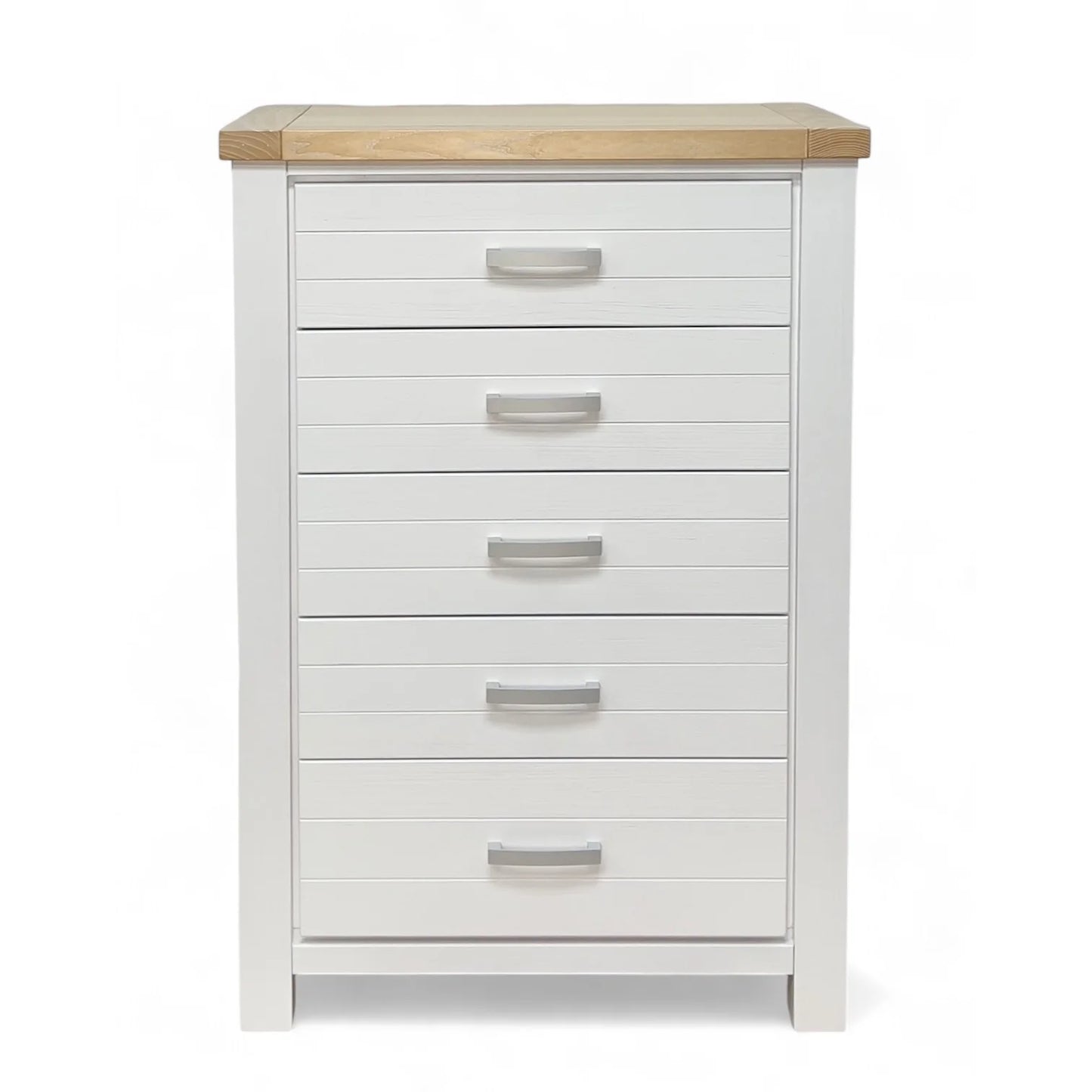 Paris 5-Drawer Solid Wood White Tallboy / Chest