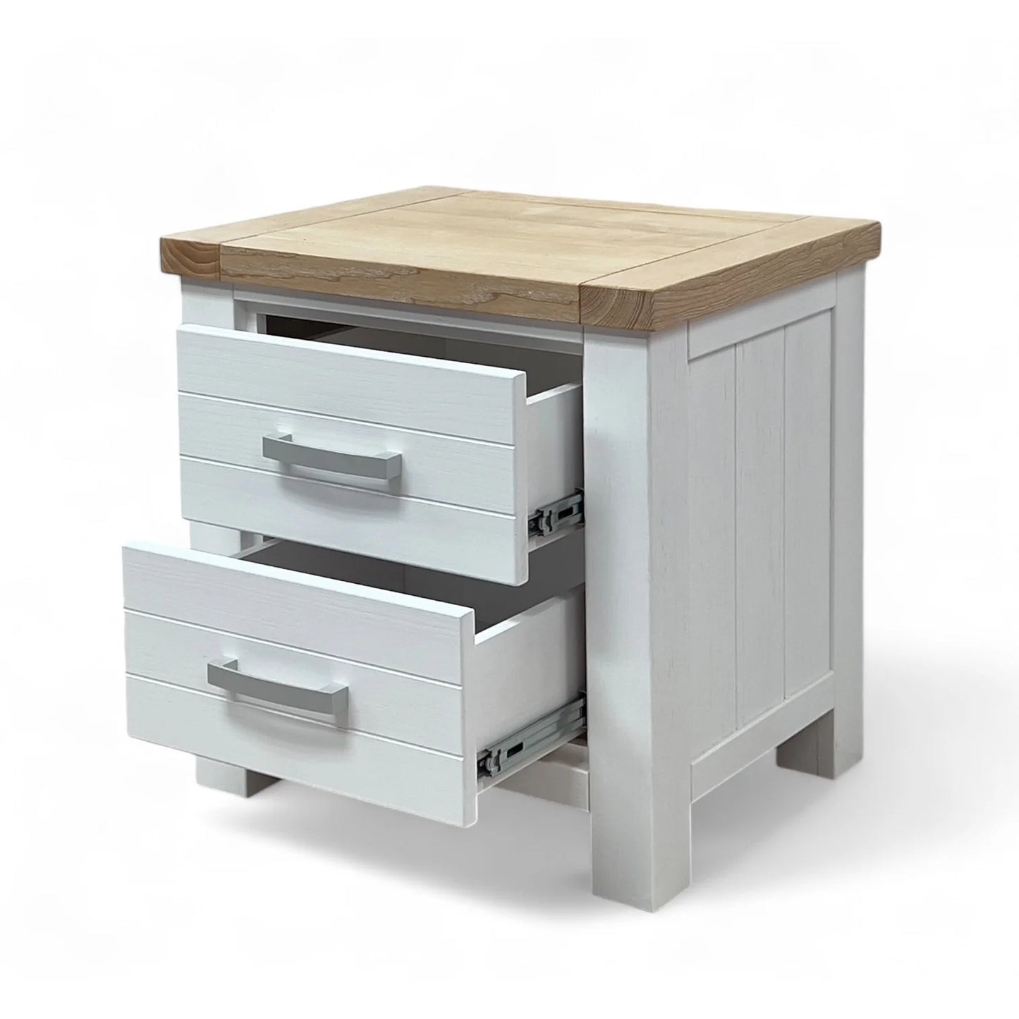 Paris 2-Drawer Solid Wood Bedside White+natural top.