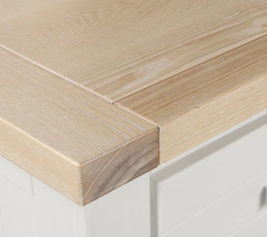 Paris 2-Drawer Solid Wood Bedside White+natural top.