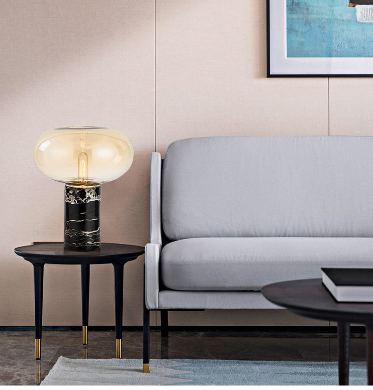 Glass+Marble base Table Lamp Grey color Available now