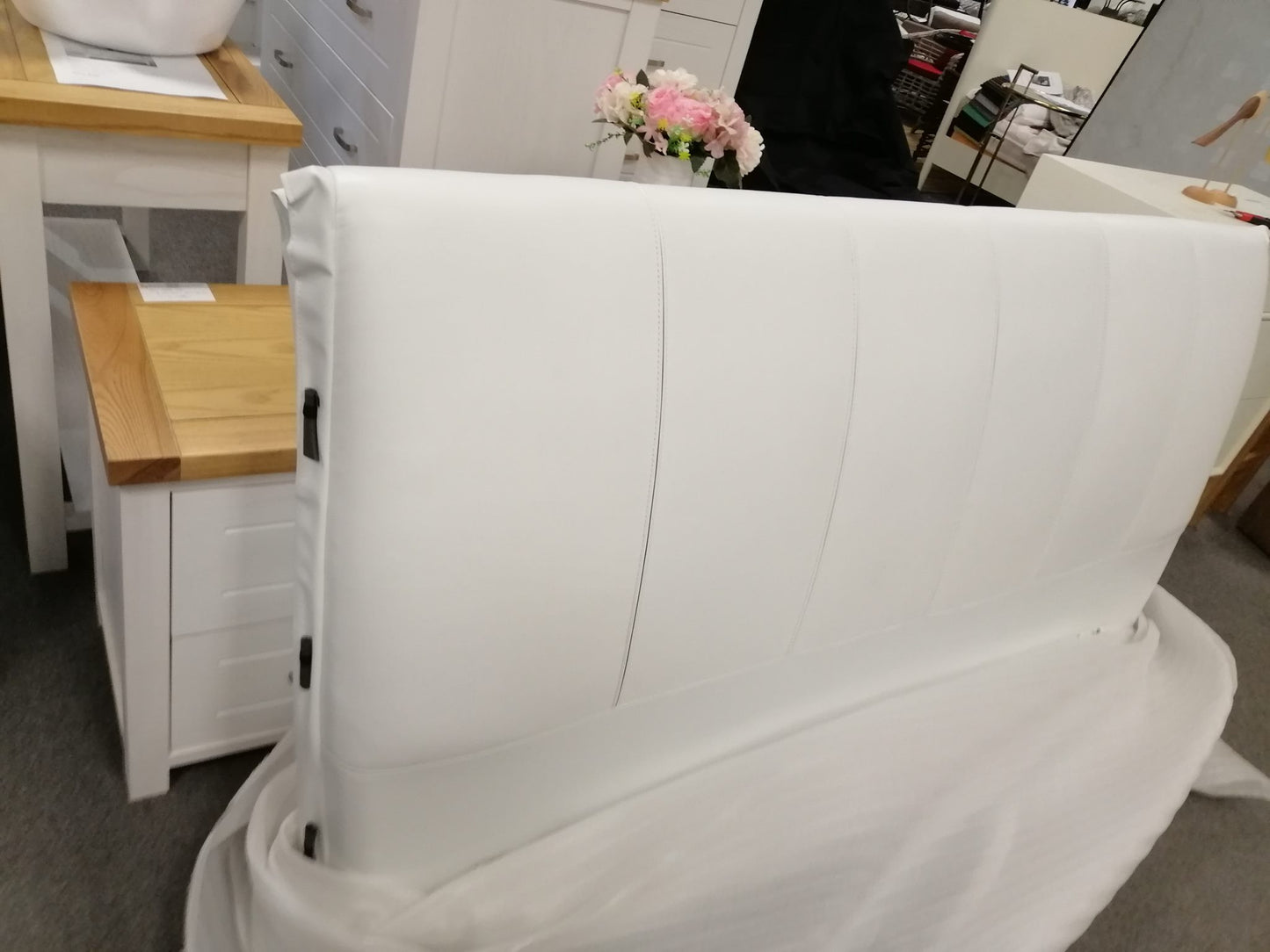 White Italian Leather Bed #805, Clearance sale.