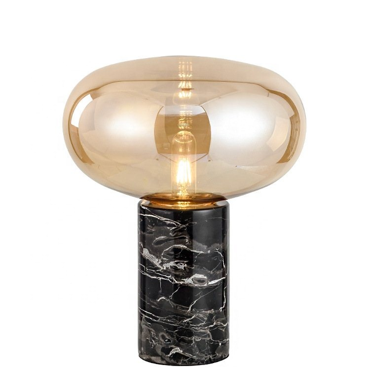 Glass+Marble base Table Lamp Grey color Available now
