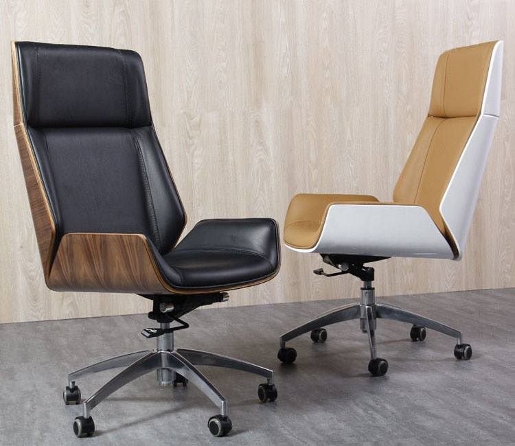 Modern office chair HB-10,Black Microfiber leather.