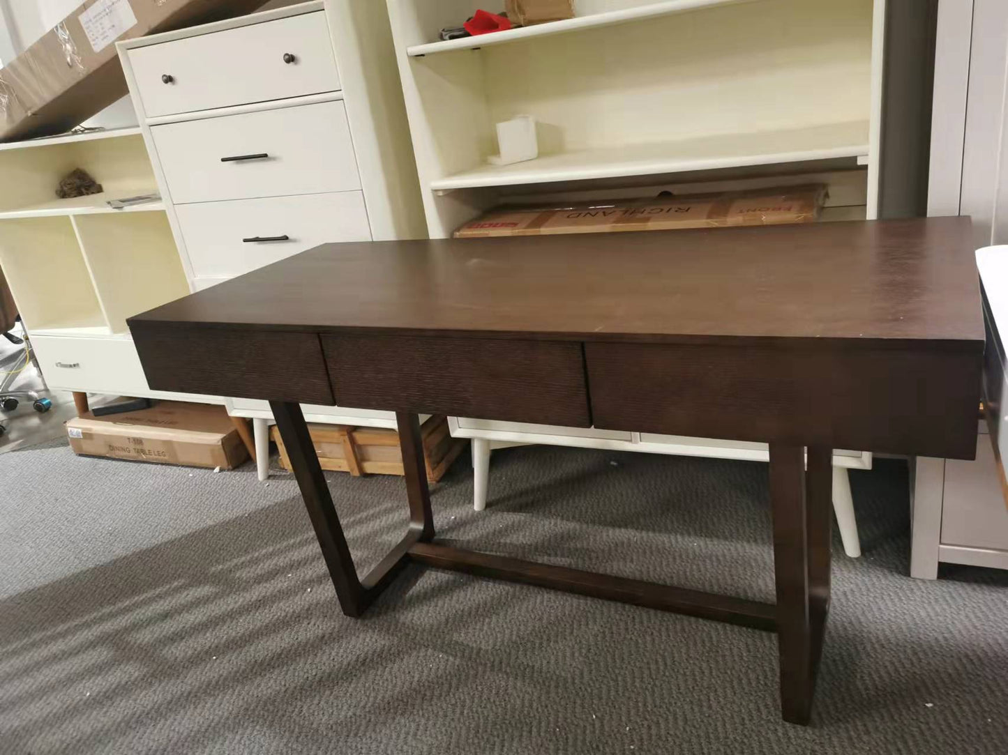 I shape 140cm Solid wood+ Oak veneer study desk 3 colours available