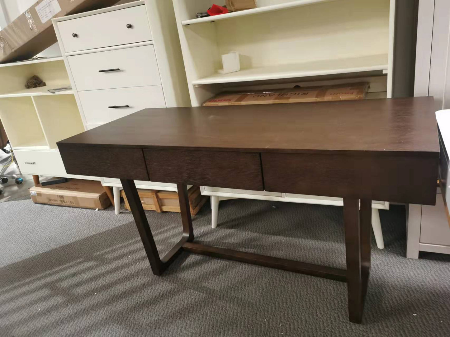 I shape 140cm Solid wood+ Oak veneer study desk 2 colours available