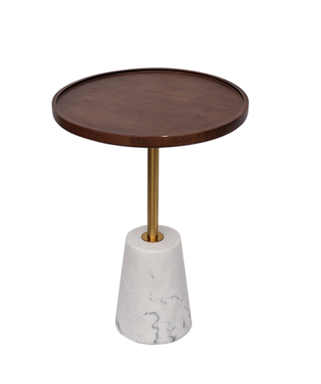 Marble Base solid wood top Side Table #617