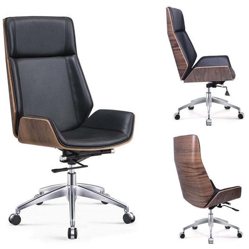 Modern office chair HB-10,Black Microfiber leather.