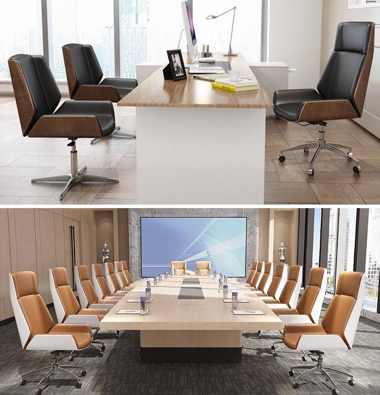 Modern office chair HB-10,Black Microfiber leather.