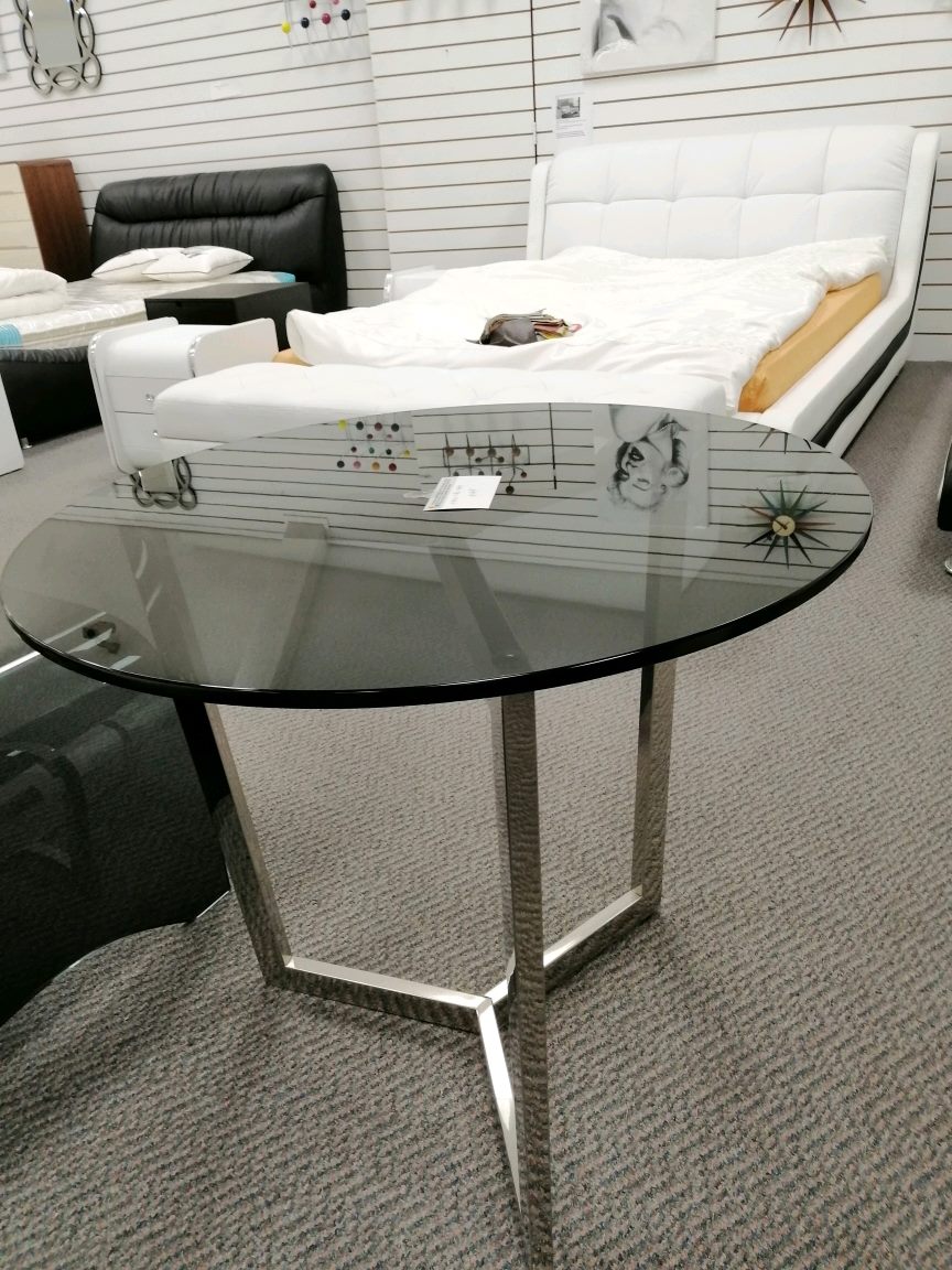 Stainless steel frame side table #423 see through black Clearance sale.