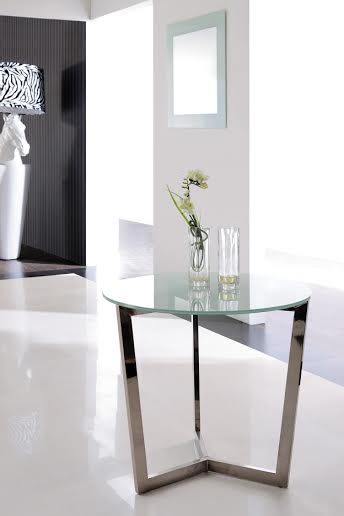 Stainless steel frame side table #423 see through black in stock