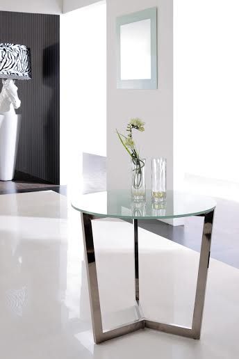 Stainless steel frame side table #423 see through black Clearance sale.