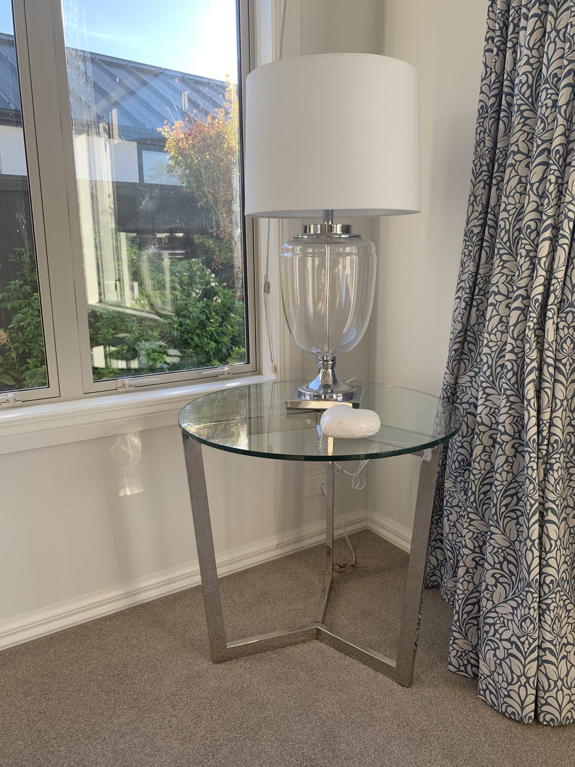 Stainless steel frame side table #423 see through black Clearance sale.
