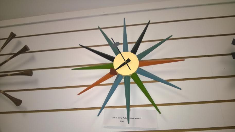 Nelson Star burst clock walnut wood