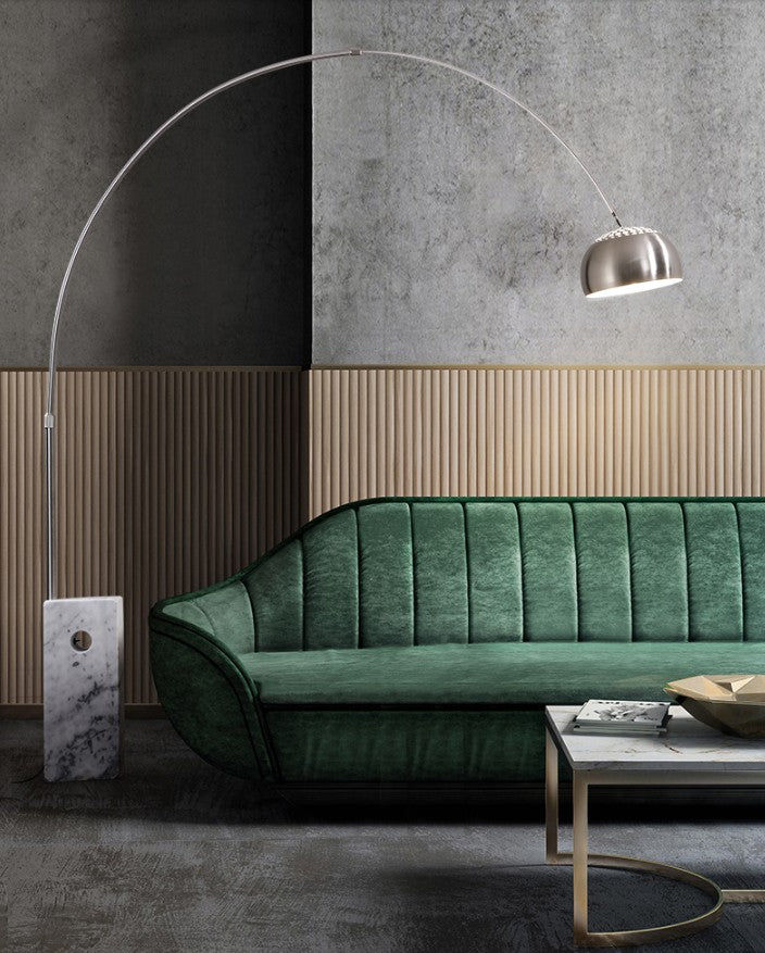 Arco floor lamp with natural marble base , 2 color avaliable now