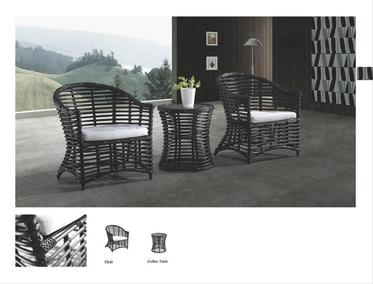 Peace THICK round rattan set *Special* Black color in stock