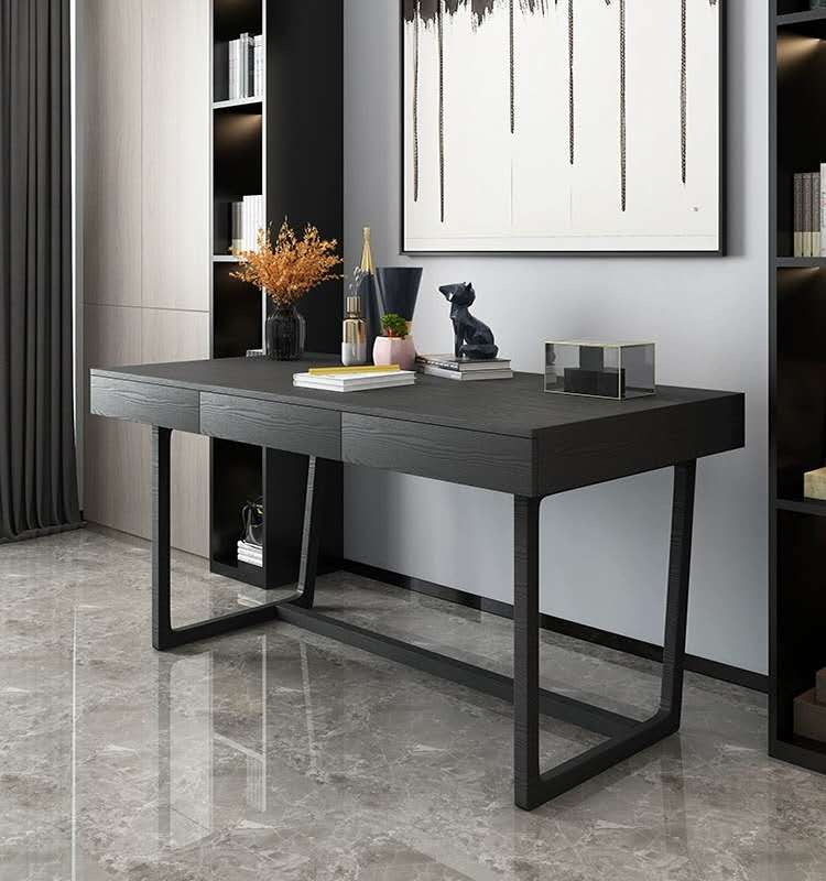 I shape 140cm Solid wood+ Oak veneer study desk 2 colours available
