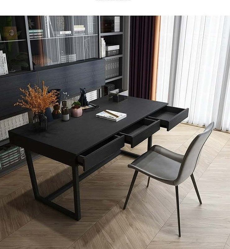 I shape 140cm Solid wood+ Oak veneer study desk 2 colours available