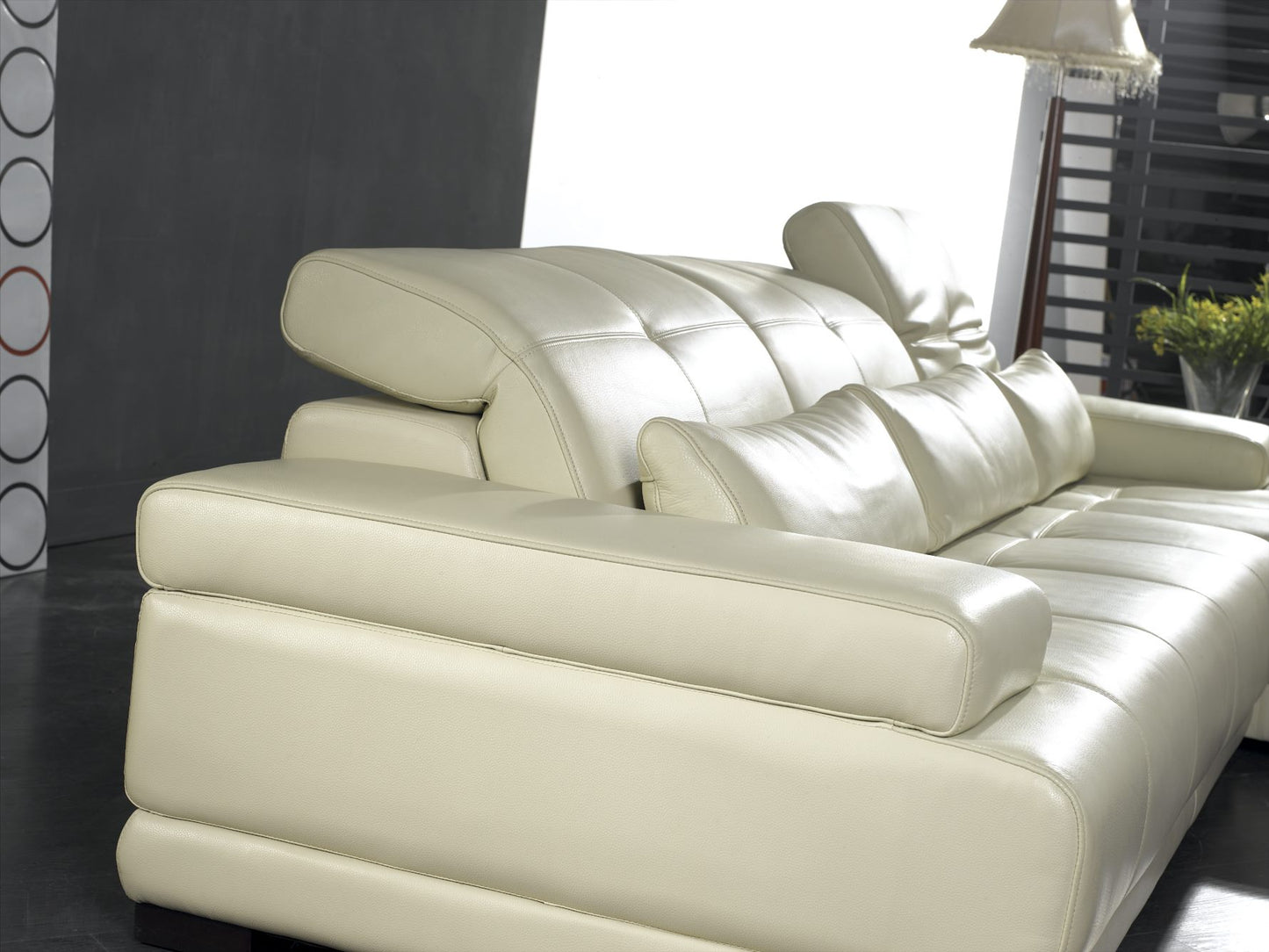 Antonio Italian Leather Lounge Suite - Beige