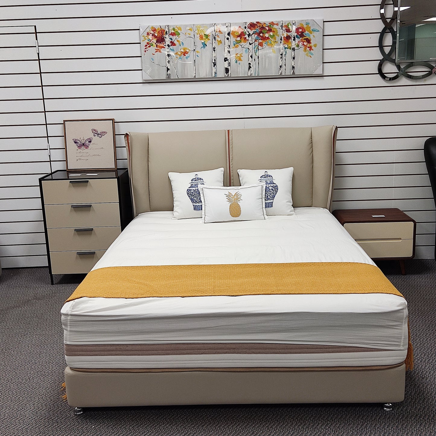 Italian Design Geniune Leather Bed Frame #2063, 3 sizes in stock