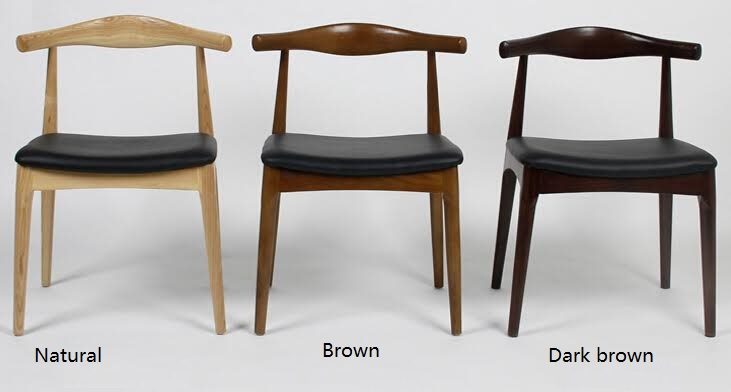 Solid Red oak Elbow Dining Chair with Genuine Leather seat cushion