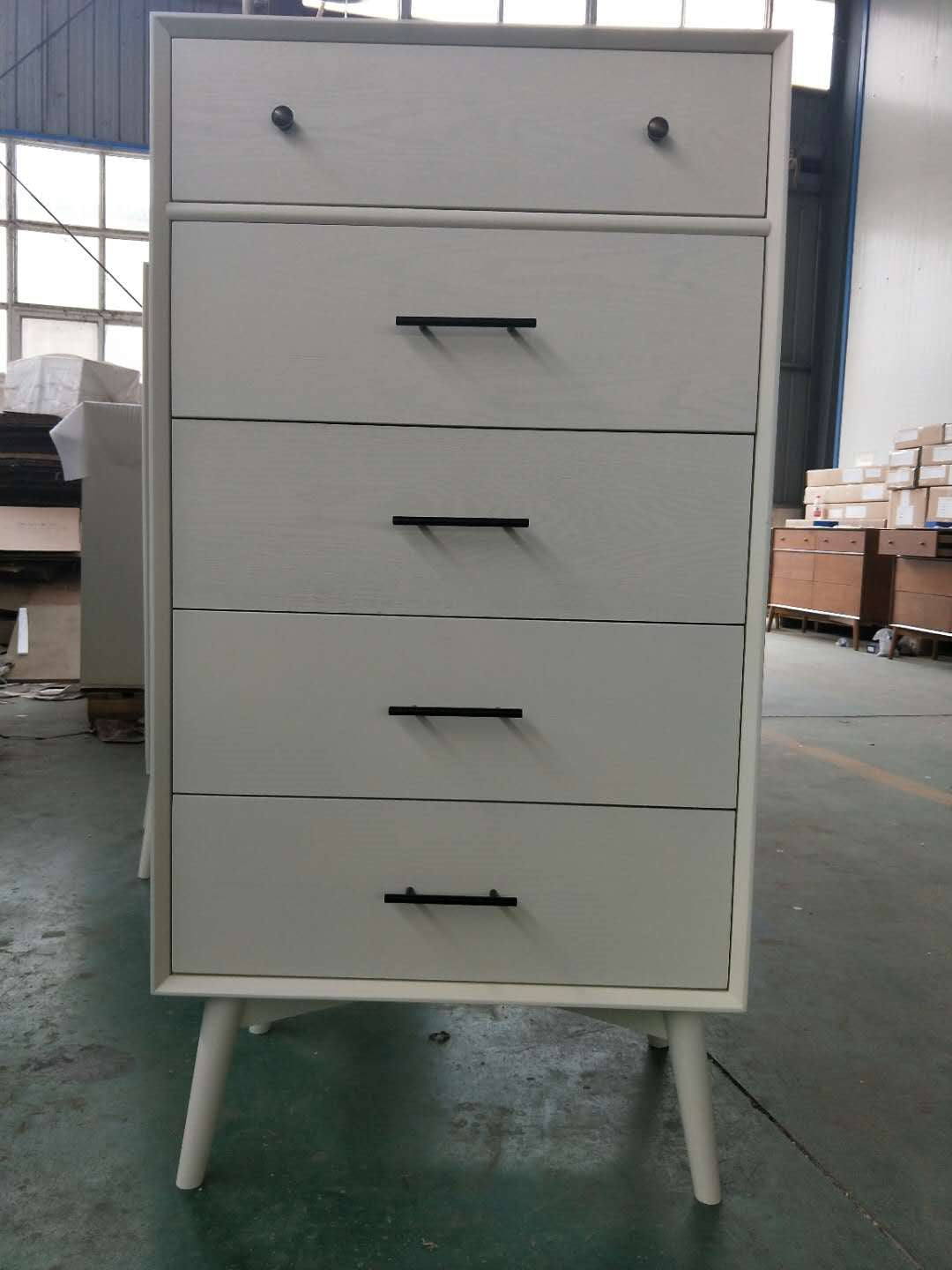 Mid-Century 5 drawer Tall boy, 2 color in stock