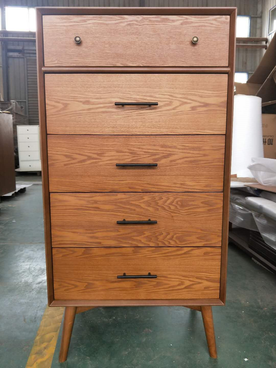 Mid-Century  5 drawer Tall boy, 2 color in stock