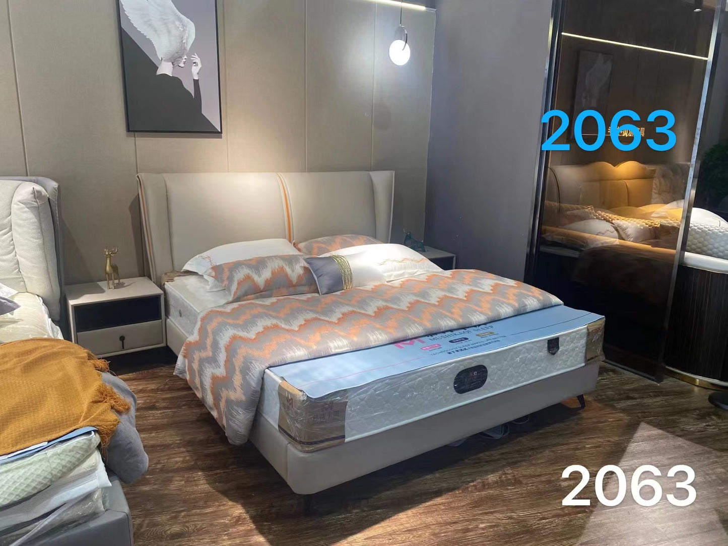 Italian Design Geniune Leather Bed Frame #2063, Special now.