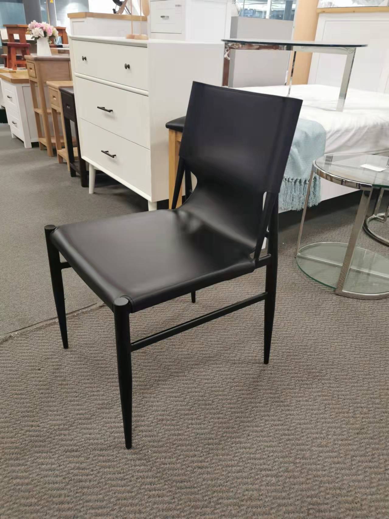 Modern Design Bridle Leather Dining Chair #805, 2 colors available