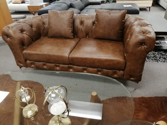 Chesterfield 1+2 seat Full Genuine leather sofa set #893 in stock