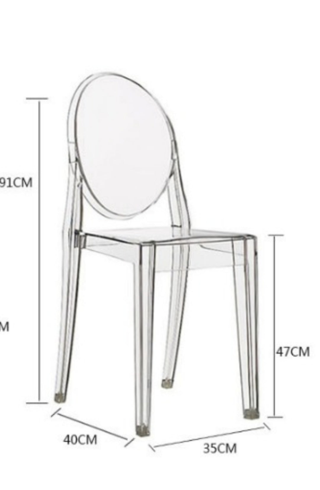 Armless Ghost Chair Clear color available now, Special price available now