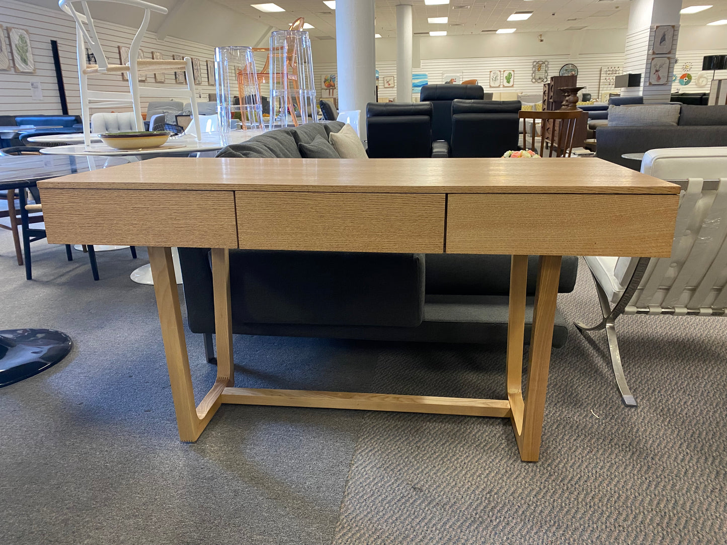 I shape 140cm Solid wood+ Oak veneer study desk 3 colours available