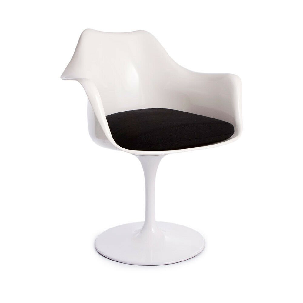 White Fiberglass Tulip Armchair, 2 colors for cushions