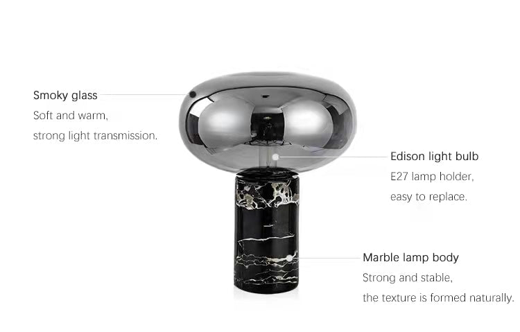 Glass+Marble base Table Lamp Grey color Available now