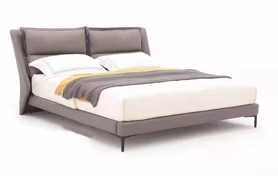Italian Design Genuine Leather Bed Frame #2275 (goose feather headboard)3 size, Special now