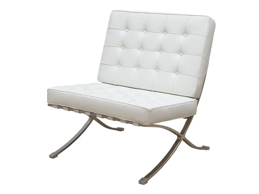 Barcelona Style single Leather sofa, white color available now