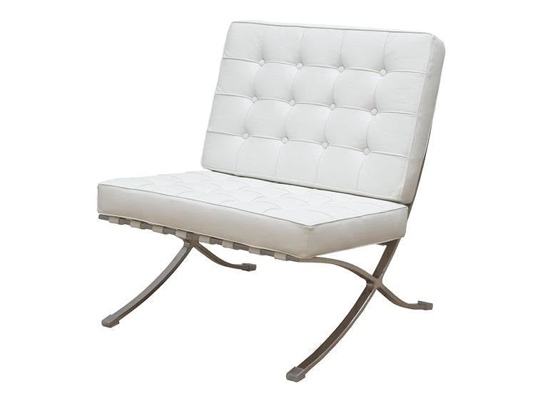 Barcelona Style single Leather sofa, white color, clearance now