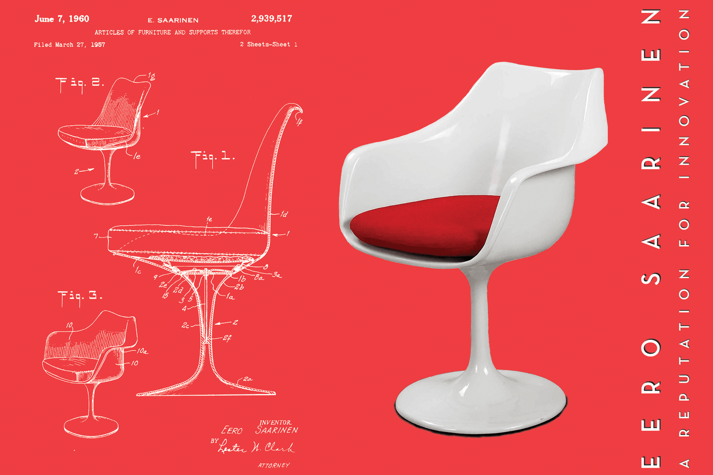 White Fiberglass Tulip Armchair, 2 colors for cushions