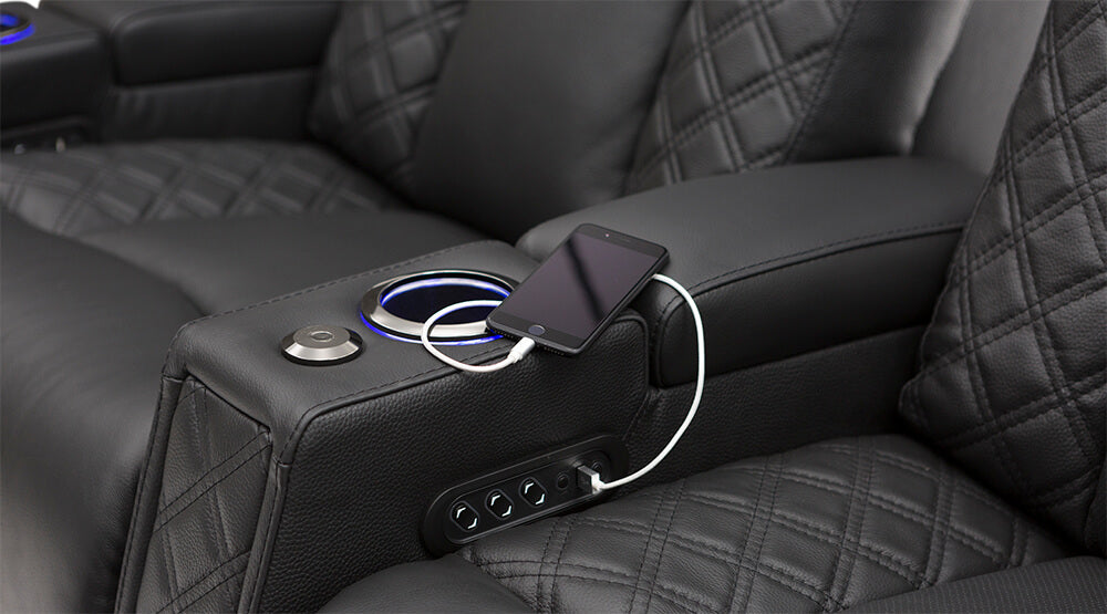 Genuine Leather Home Theatre Seating #1897 with 3 power recliner, available now