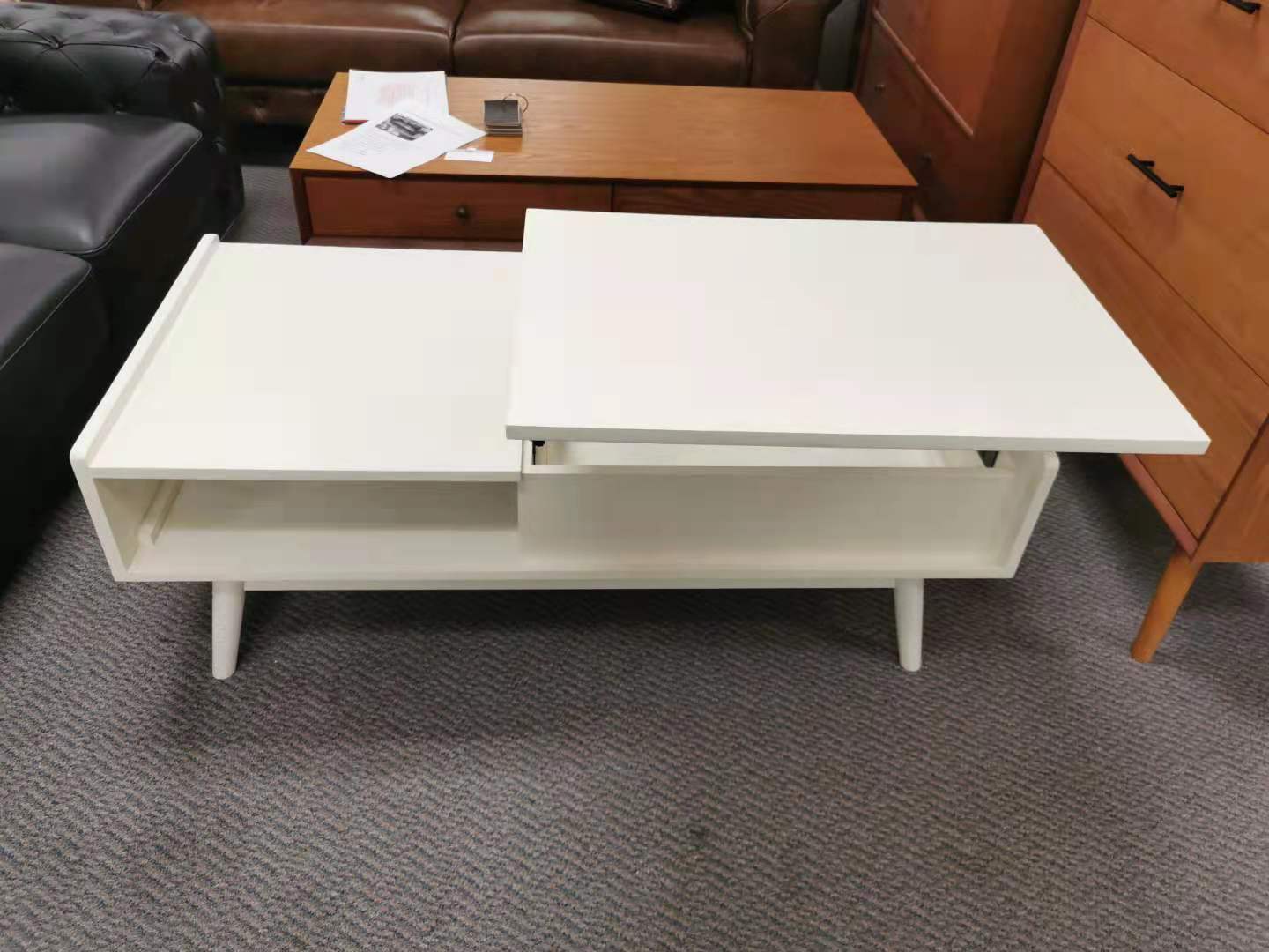 Mid-Century multifunctional coffee table , off white in stock - CLEARANCE SALE