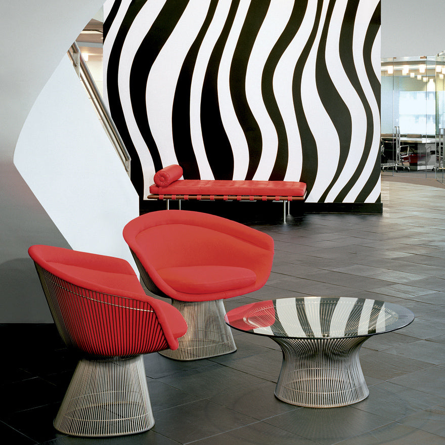 Replica Platner glass top coffe table Dia90cm, 3 color