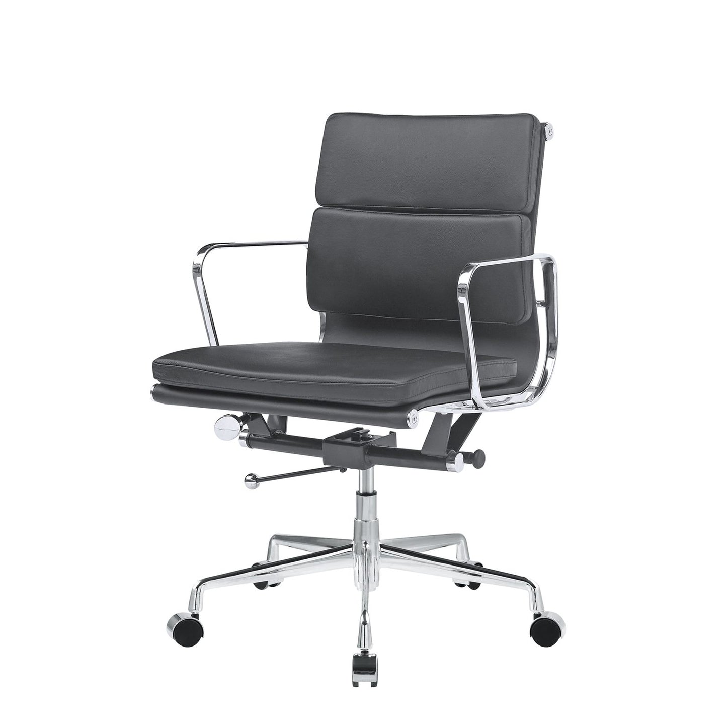 Replica Soft Pad Genuine Leather Office Chair low Back black color in stock