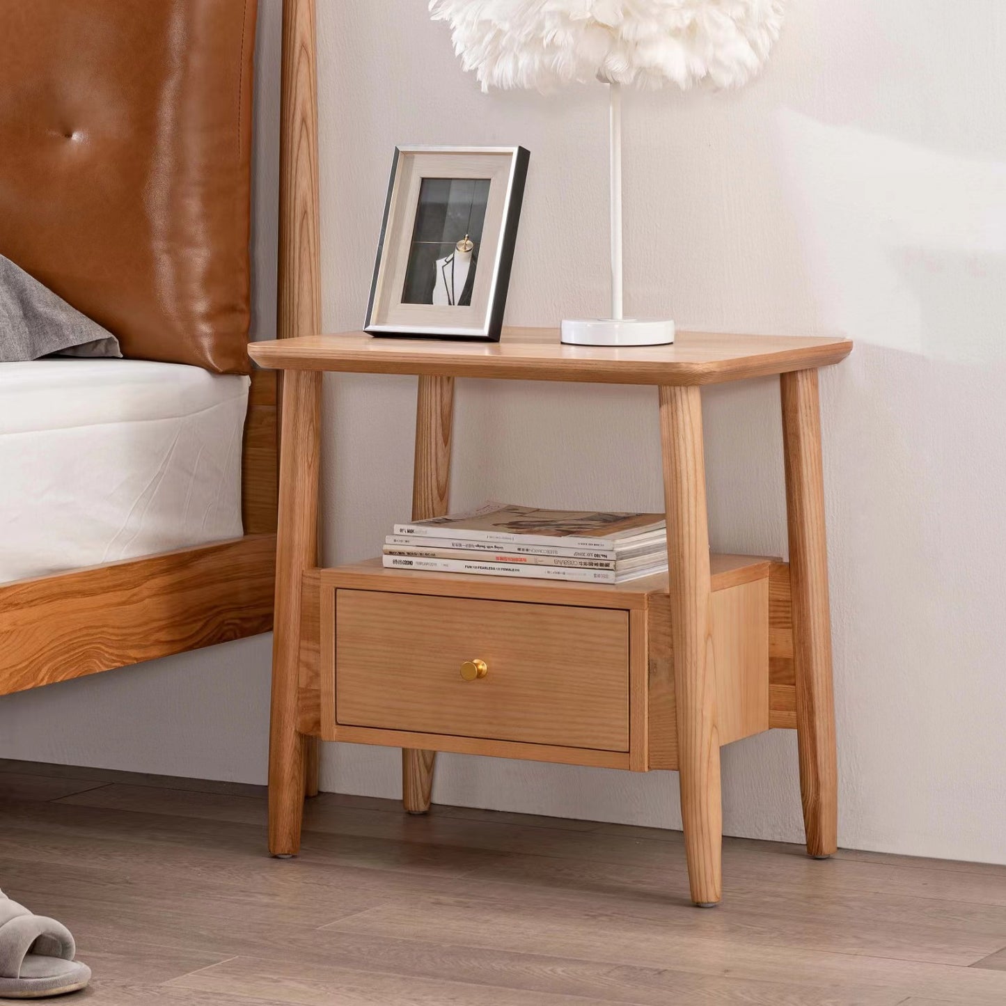 Solid Ash wood bed side table #7266, 2 colors available now.